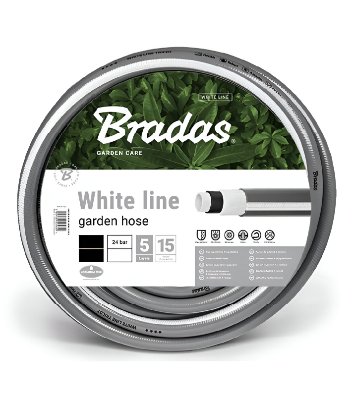 Bradas 5-fach beschichteter Gartenschlauch 1/2" WHITE LINE verdrehungsfest