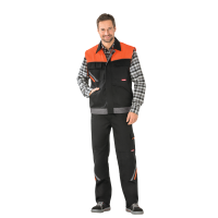 Planam Visline Weste schwarz/orange/zink XS