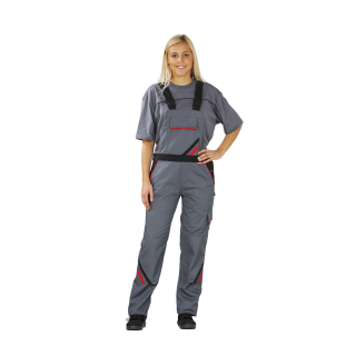 Planam Highline Damen Latzhose schiefer/schwarz/rot 34