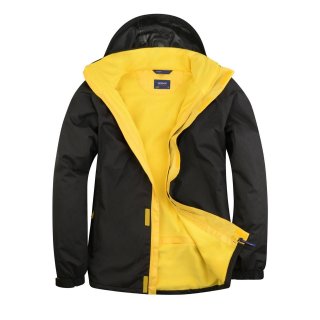 Deluxe Outdoorjacke Schwarz/U-Boot Gelb 2XL 200 g/m² 100 % Polyester 5.000 mm Wassersäule