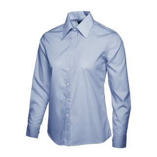 Damen Poplin Langarm Bluse Hellblau 2XL 120 g/m² 65 % Polyester