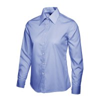 Damen Poplin Langarm Bluse Mittelblau 2XL 120 g/m² 65 % Polyester