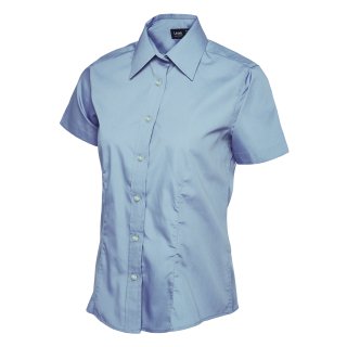 Damen Poplin Kurzarm Bluse Hellblau 2XL 120 g/m²