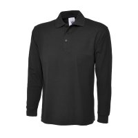 Classic langarm Poloshirt Schwarz 2XL 220 g/m²