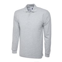 Classic langarm Poloshirt Grau-Meliert 2XL 220 g/m²