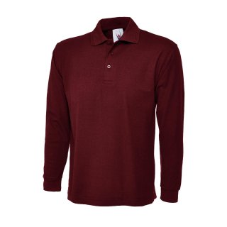 Classic langarm Poloshirt Maroon 2XL 220 g/m²