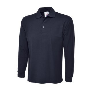 Classic langarm Poloshirt Marineblau 2XL 220 g/m²