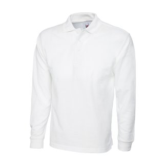 Classic langarm Poloshirt Weiß 2XL 220 g/m²