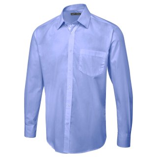 Herren Poplin Langarm Hemd Mittelblau 14,5 120 g/m² 65 % Polyester