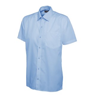 Herren Poplin Kurzarmshirt Hellblau 15 120 g/m²