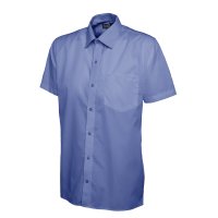 Herren Poplin Kurzarmshirt Mittelblau 15 120 g/m²