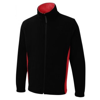 Full Zip Fleecejacke zweifarbig Schwarz/Rot 2XL 280 g/m² 100 % Polyester