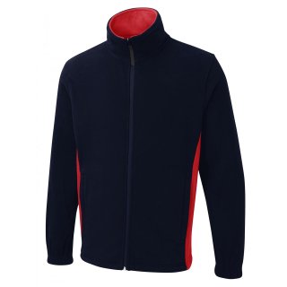 Full Zip Fleecejacke zweifarbig Marineblau/Rot 2XL 280 g/m² 100 % Polyester