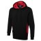 Kapuzenpullover zweifarbig Schwarz/Rot 2XL 280 g/m²