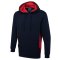 Kapuzenpullover zweifarbig Marineblau/Rot 2XL 280 g/m²