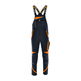 Sara Workwear Latzhose "NEOFLEX" 260 g/m² mit Reflexstreifen graphite/orange 46S