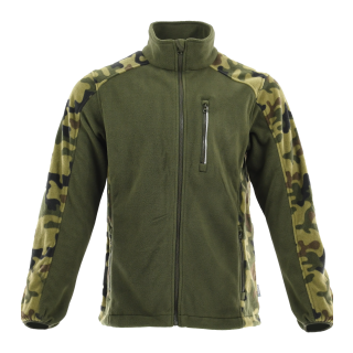 Sara Workwear Fleece Arbeitsjacke "STANDARD PLUS" 280 g/m² 100% Polyester mit Reflexstreifen camo grün/olive L