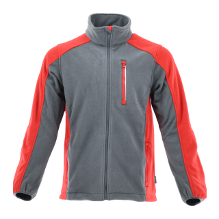 Sara Workwear Fleece Arbeitsjacke "STANDARD PLUS" 280 g/m² 100% Polyester mit Reflexstreifen dunkelgrau/rot L