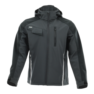 Sara Workwear Softshell-Jacke "STANDARD PLUS" 280 g/m² 95% Polyester mit Reflexstreifen graphite/schwarz L