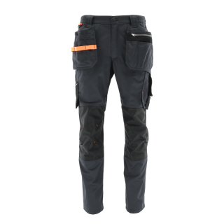 Sara Workwear Arbeitshose "MONTER" 280 g/m² 65% Polyester mit Reflexstreifen graphite/orange 46S