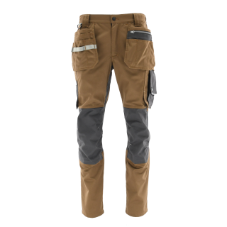 Sara Workwear Arbeitshose "MONTER" 280 g/m² 65% Polyester mit Reflexstreifen braun/anthrazit 46S