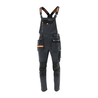 Sara Workwear Latzhose "MONTER" 280 g/m² 65% Polyester mit Reflexstreifen graphite/orange 46S