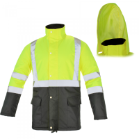 Flash Winter Warnschutz-Arbeitsjacke Kapuze abnehmbar