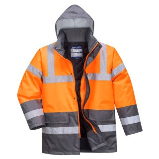 Portwest Warnschutz Kontrast Winter Verkehrsjacke Orange/Grau L