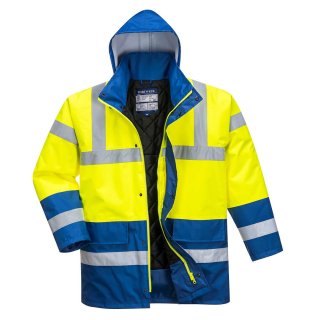 Portwest Warnschutz Kontrast Winter Verkehrsjacke Gelb/Royal 4XL