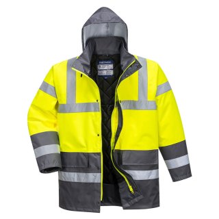 Portwest Warnschutz Kontrast Winter Verkehrsjacke Gelb/Grau L