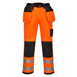 Portwest PW306 Warnschutz Stretch-Bundhose mit Holstertaschen Orange/Schwarz 28