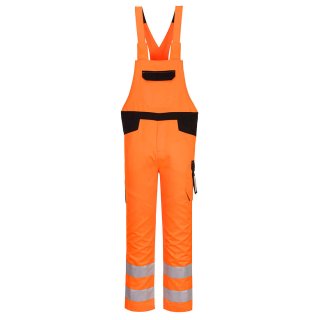 Portwest PW2 Warnschutz- Latzhose Orange/Schwarz L