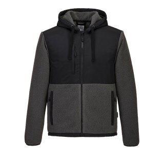 Portwest KX3 Borg Fleecejacke Schwarz/Grau L