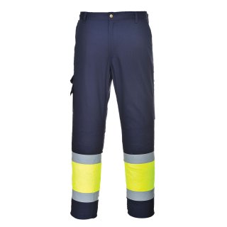 Portwest Warnschutz Kontrast Service Bundhose Klasse 1 Gelb/Blau Lang L