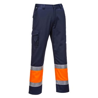 Portwest Warnschutz Kontrast Service Bundhose Klasse 1 Orange/Blau L