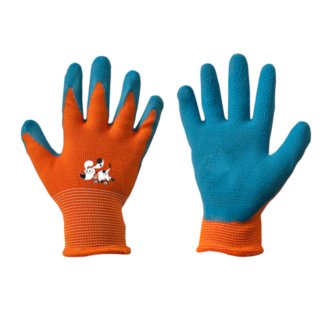 Kinder Arbeitshandschuhe mit Latexbeschichtung orange/blau 3