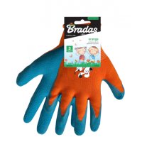 Kinder Arbeitshandschuhe mit Latexbeschichtung orange/blau 3