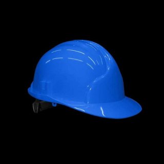 Bauhelm mit Gesichtsschutznetz blau