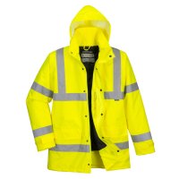 warnschutzjacke von portwest mit kapuze bis -40°C Kälteschutz offene ansicht