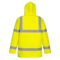 warnschutzjacke von portwest mit kapuze bis -40°C Kälteschutz hintere ansicht