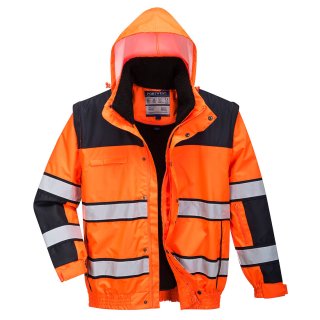 Portwest Klassische 3in1 Winter Warnschutz-Pilotjacke Orange/Schwarz Gr. L