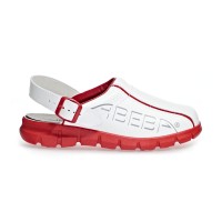 Abeba (7313) Clog Berufsschuhe Dynamic OB mit Aufdruck weiß/rot 35